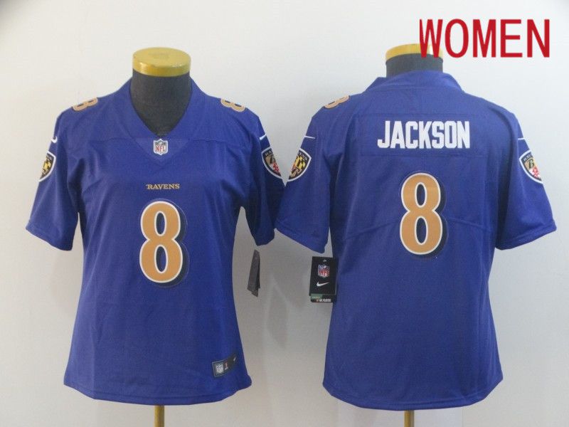 Women Baltimore Ravens 8 Jackson Purple Nike Vapor Untouchable Limited Player NFL Jerseys